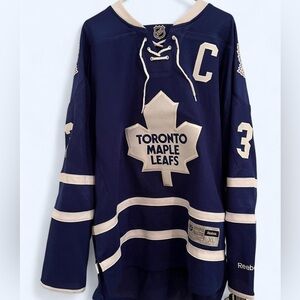 Reebok Blue and White Phaneuf #3 Hockey Jersey